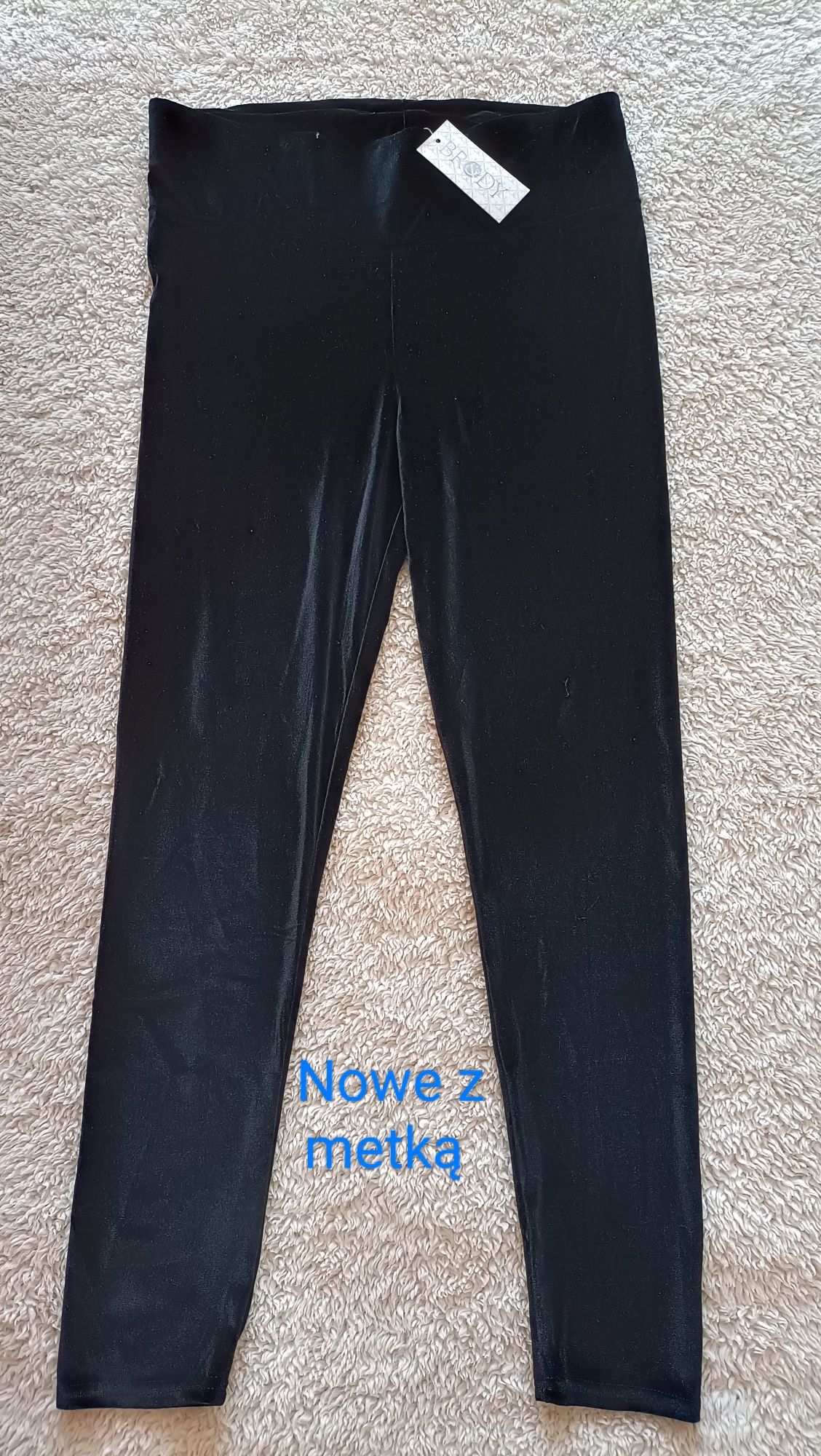 Czarne welurowe legginsy damskie nowe Brody&Co XL 42