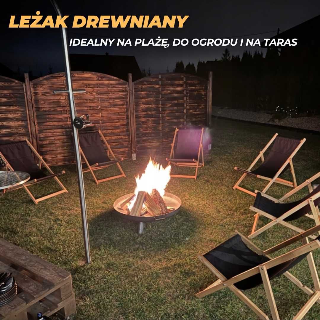 leżak ogrodowy leżak drewniany składany leżak plażowy - Nowy!