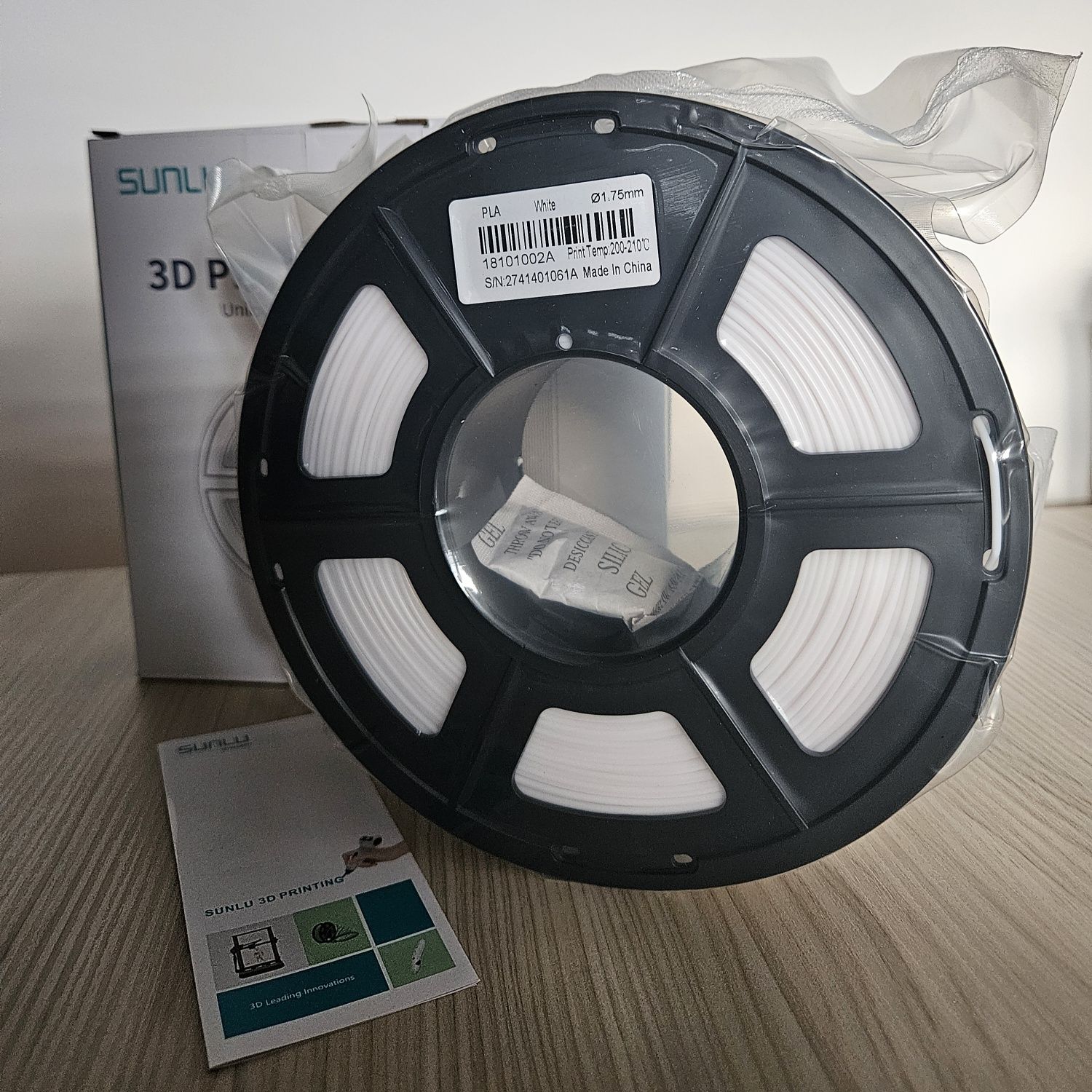 Filament SUNLU PLA biały 1 kg szpula 1.75mm [3D] [DRUK]