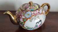 Serviço de chá porcelana chinesa figuras femininas e motivos florais