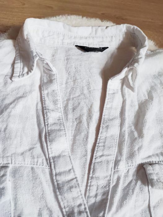 Biała lniana jakościowa sukienka XL len wiskoza lato urlop plus size