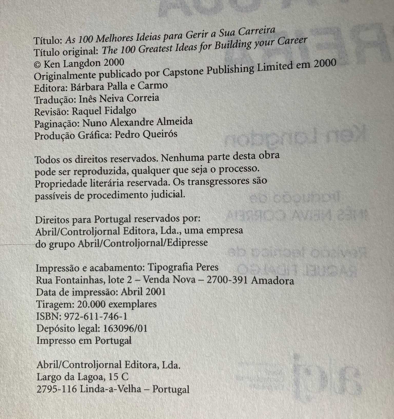 As 100 Melhores Ideias para Gerir a Sua Carreira
