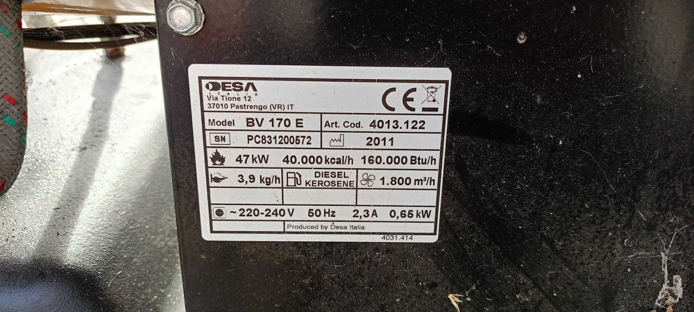 nagrzewnica z odprowadzaniem spalin i termostatem master bv170e