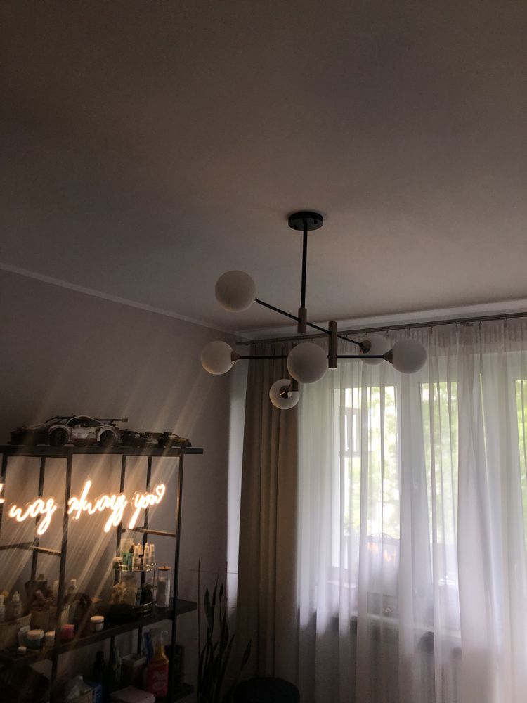 Lampa czarno złota, klosze szklane, loft