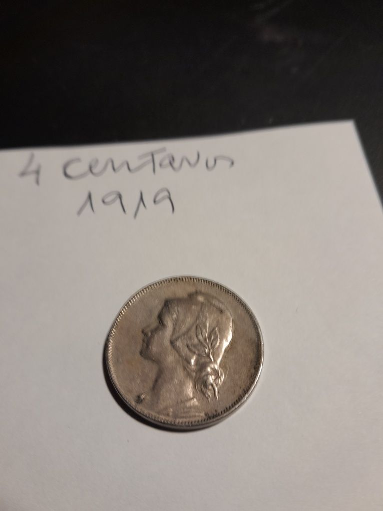 Rara moeda 4 centavos 1919 alpaca