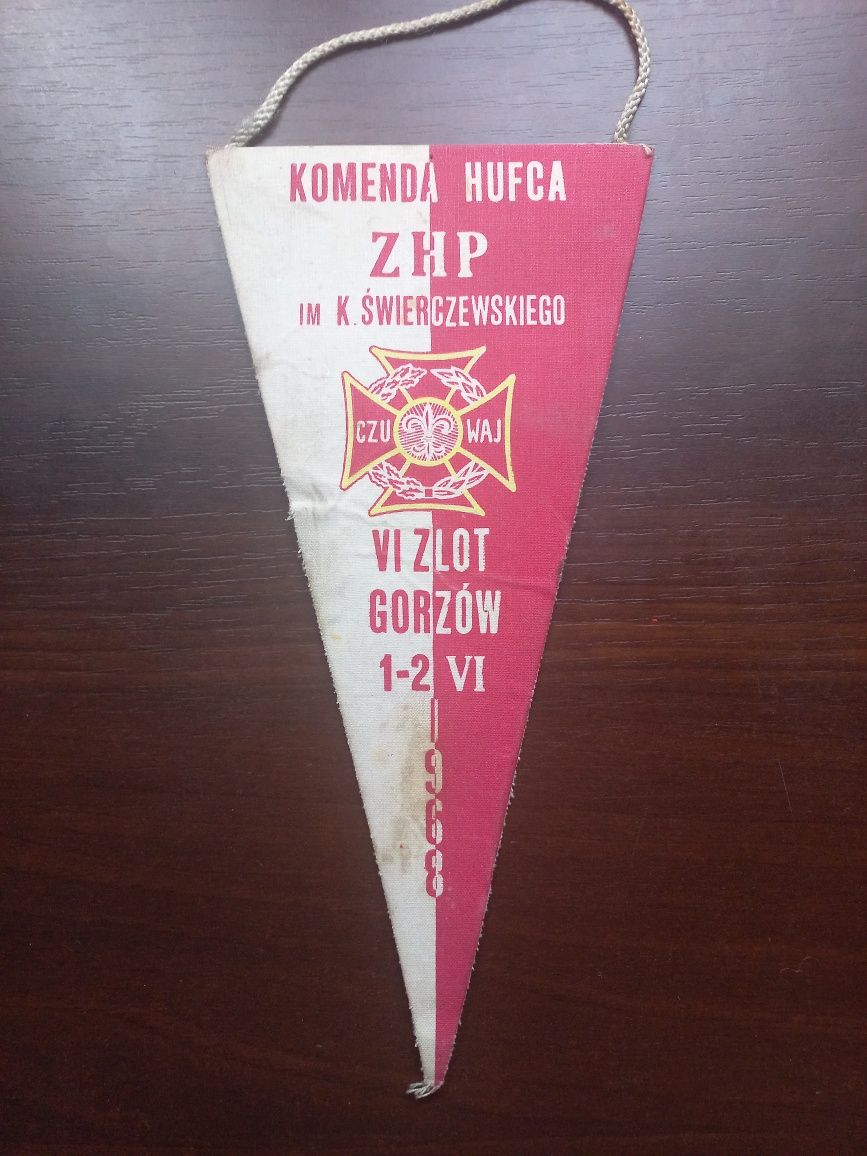 Proporczyk komenda hufca ZHP Zlot Gorzów 1968 harcerstwo