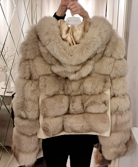 Futro naturalne z lisa odpinane rękawy L/ xl