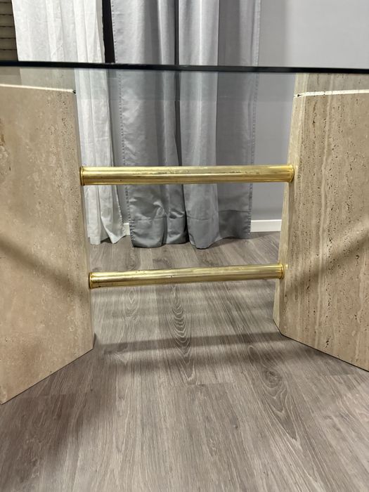 mesa de vidro e marmorito