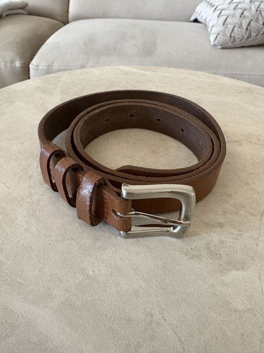 Brązowy klasyczny skórzany pasek damski Ochnik 90