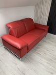 Sofa skóra naturalna czerwona jak nowa