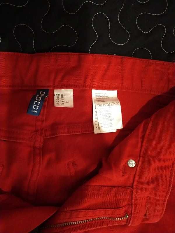 spodnie Czerwone jeansy H&M