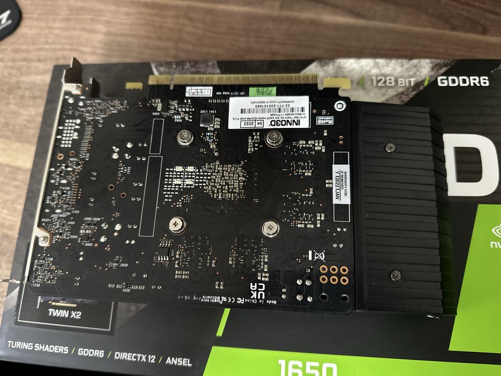 Видеокарта GeForce GTX1650 Inno3D Twin X2 OC 4GB