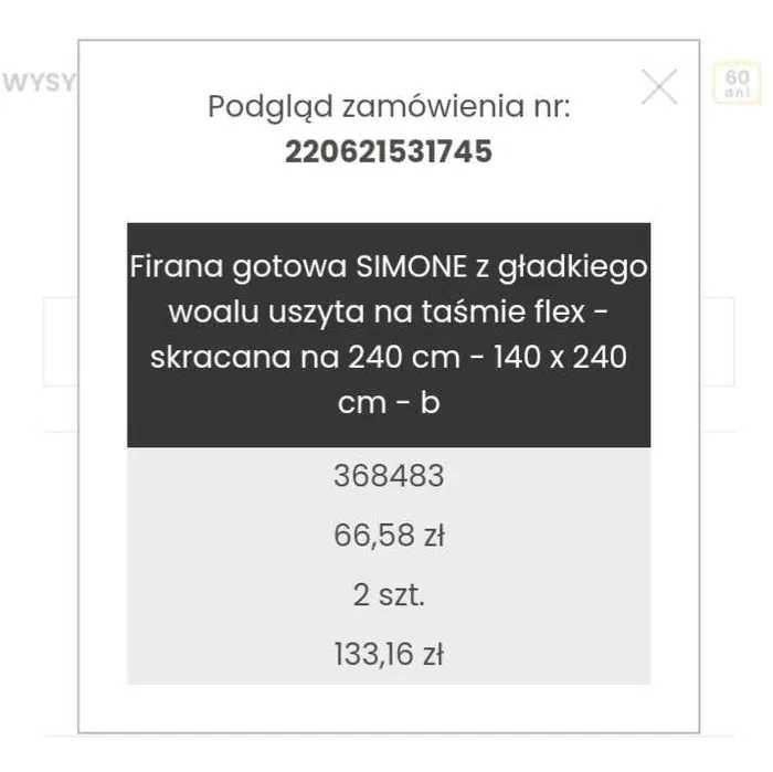 Nowe zasłony Eurofirany 140x240 Simone