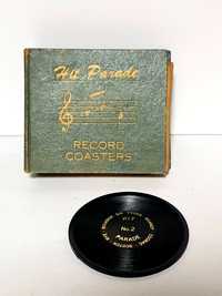 Vintage album com 6 bases de copos forma de discos em viníl