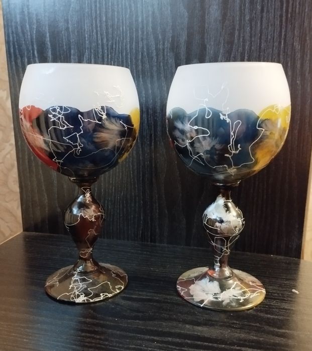 Винные бокалы ручная работа  2 шт