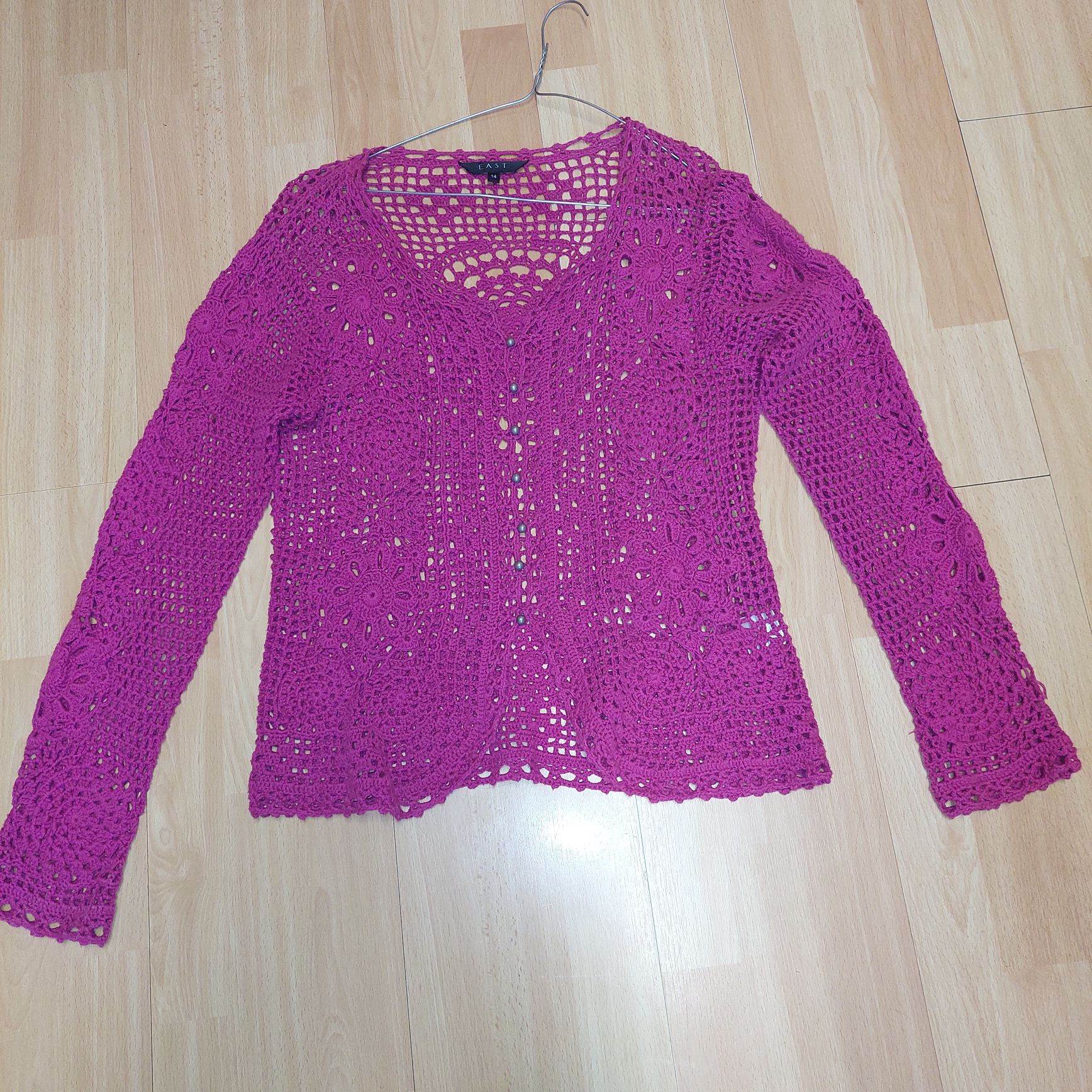 Sweter ażurowy  fusja r.42,44 East 100% bawełna