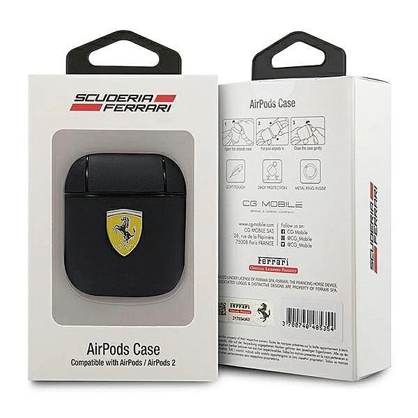 Etui Ferrari On Track Leather na AirPods 1/2 - czarne