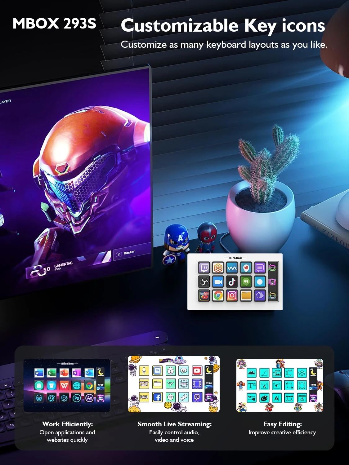 Mini teclado virtual stream dock