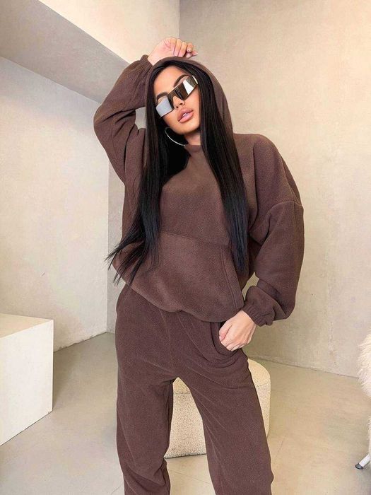 Black Friday Жіночий костюм Фліс шоколад худі джогери