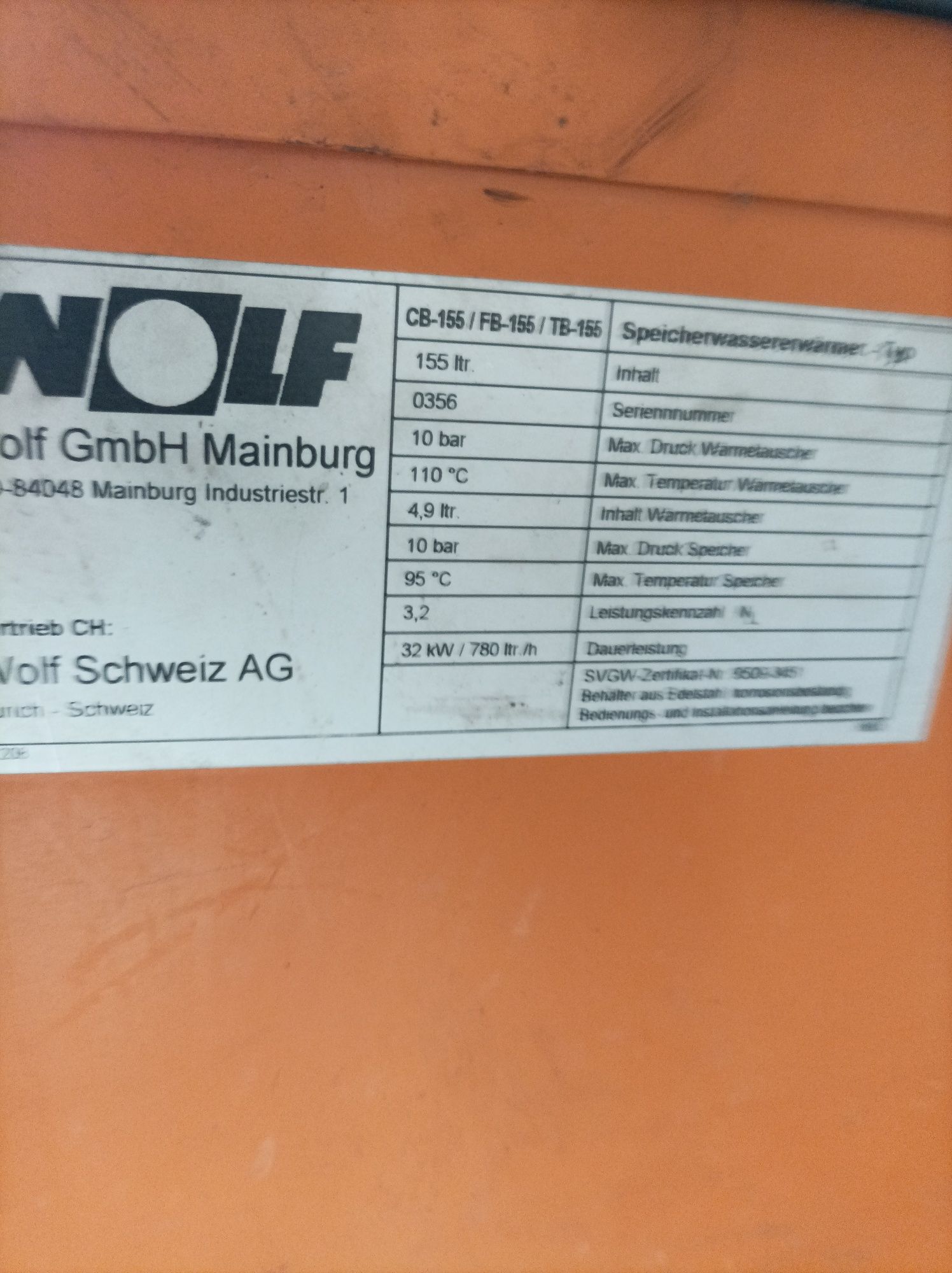 Piec olejowy Wolf  sprawny.