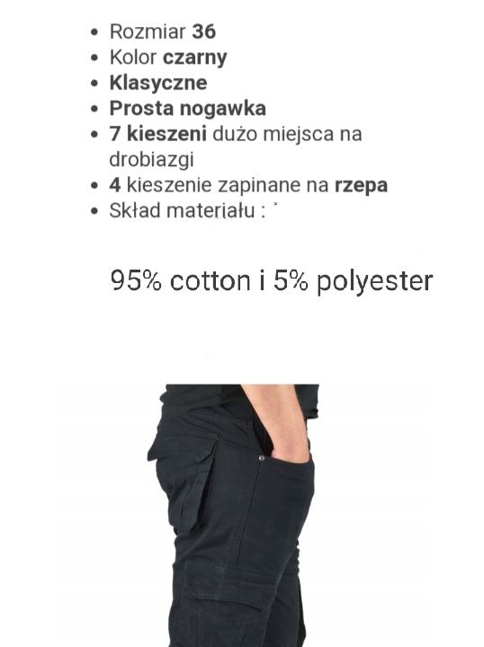 Meskie spodnie bojówki czarne St.leon f