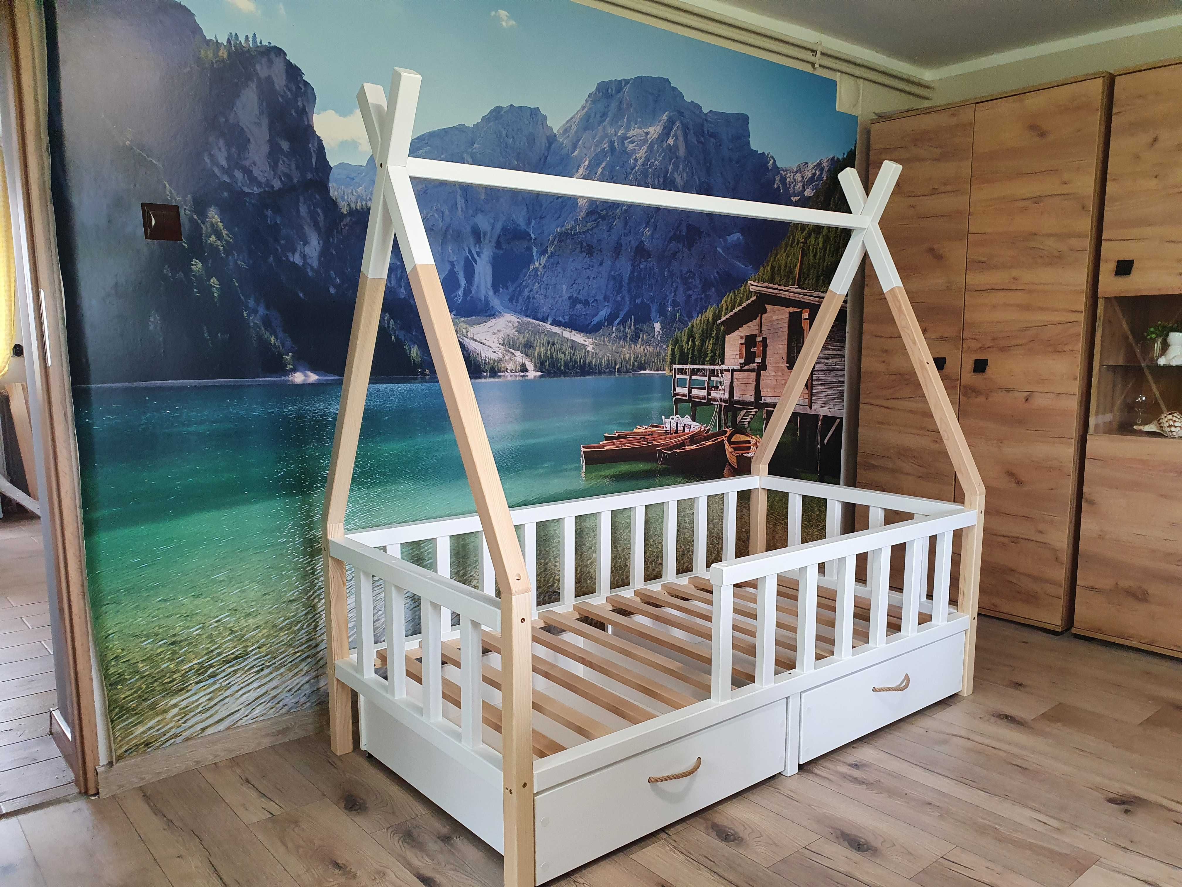Łóżko dziecięce domek  tipi drewniane
