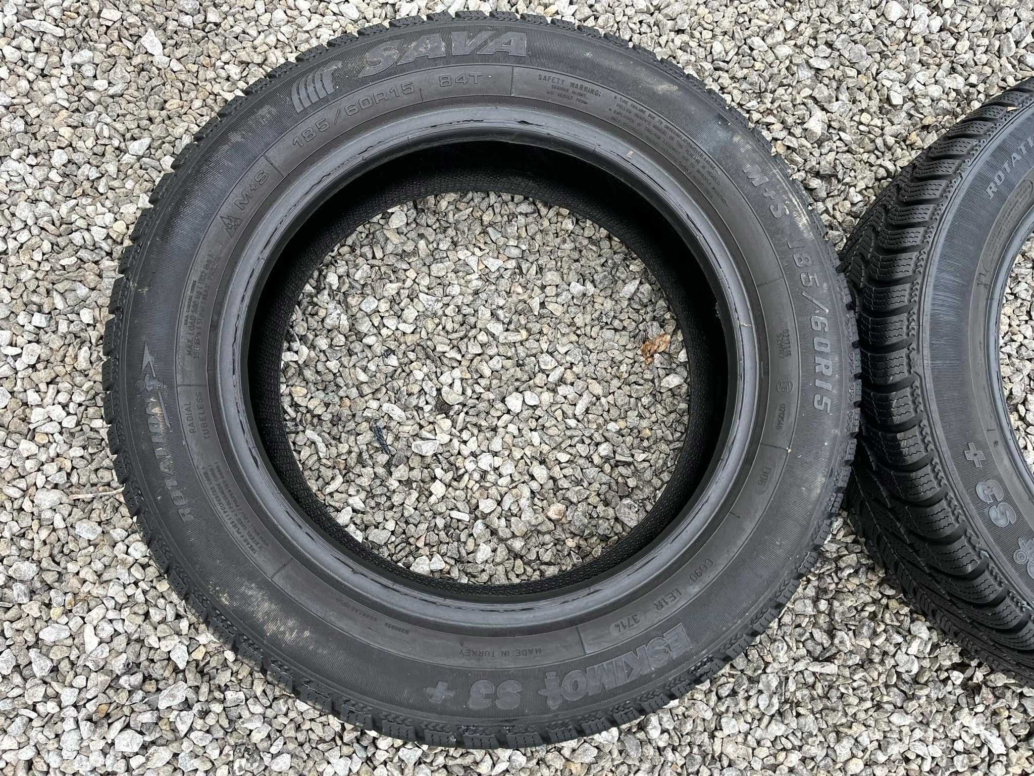 Opony 185/60R15 Sava Eskimo S3+ Zima 2sztuki 6,08mm bieżnika