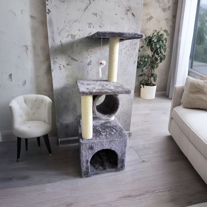NOWY Stabilny Wielopoziomowy Drapak Słupek Dla Kota Domek Legowisko
