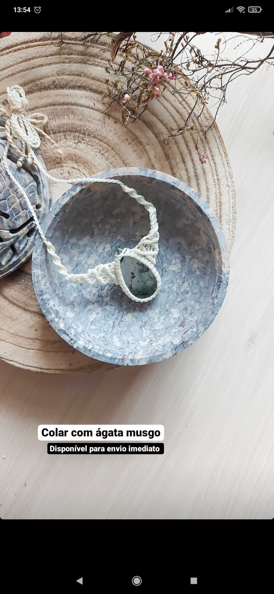 Colar com cristal natural agata musgo