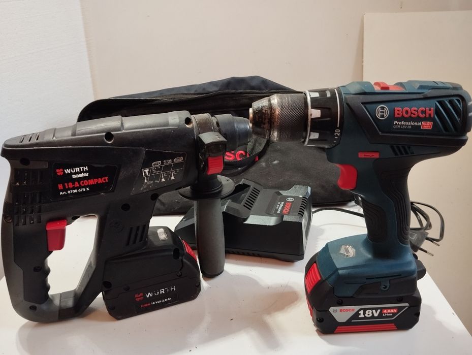 Zestaw akumulatorowy BOSCH WURTH młotowiertarka i wkrętarka 18 v
