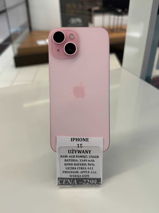 iPhone 15 256GB Bat 86% Topcase Vivo *Raty 0%