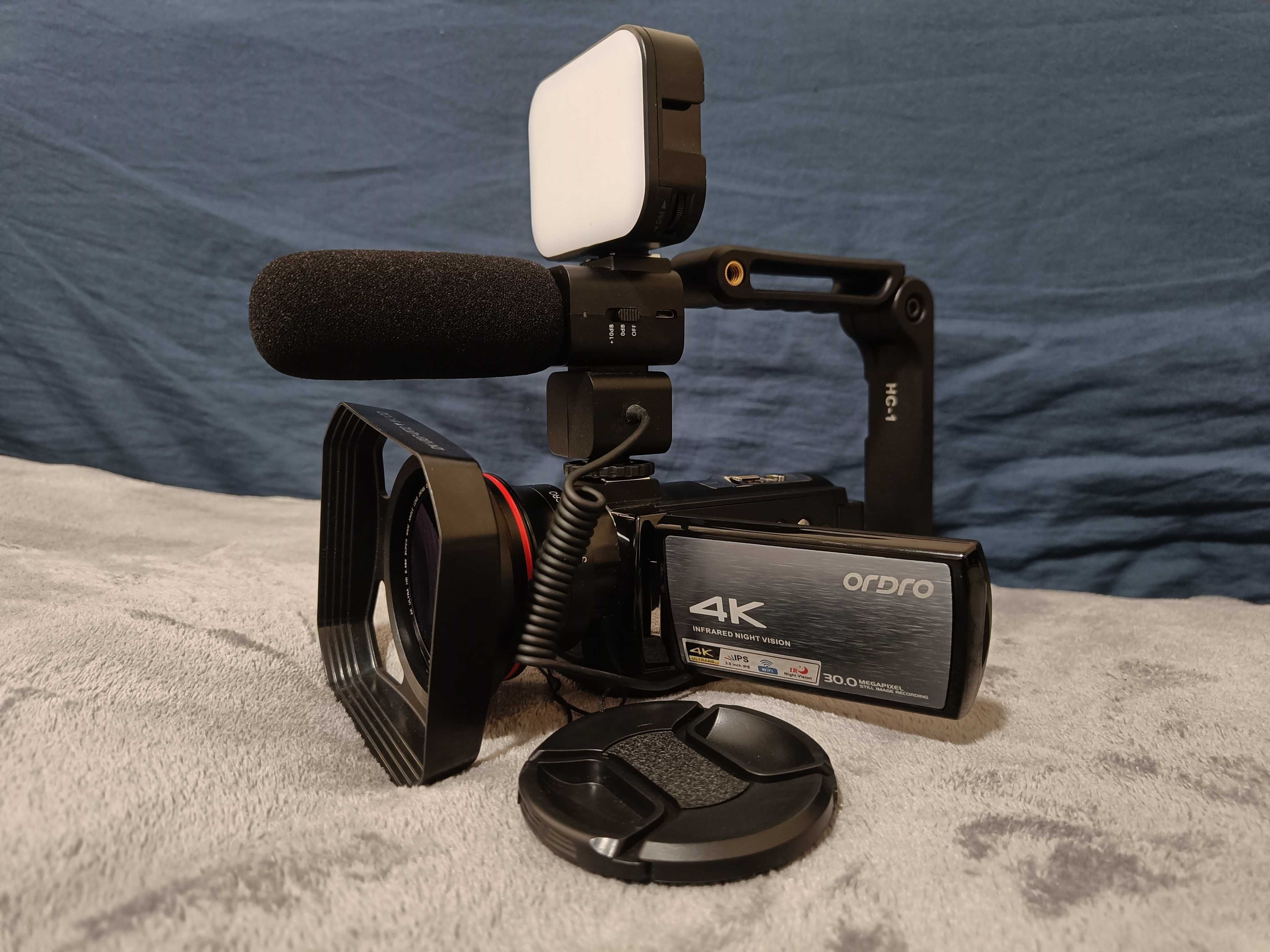 Kamera cyfrowa DVC Ordro HDR – AE8 4k z bogatym wyposażeniem + lampa