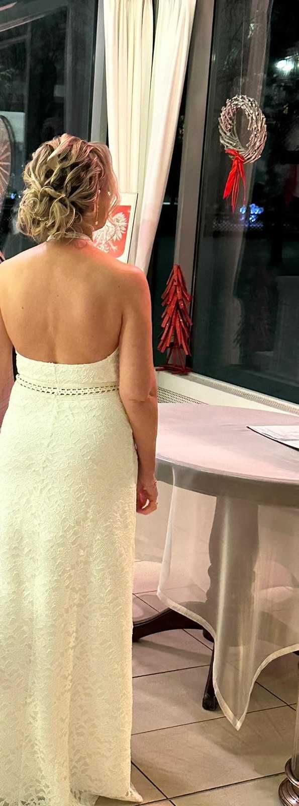 Sukienka ślubna koronkowa Bonprix 36 Boho