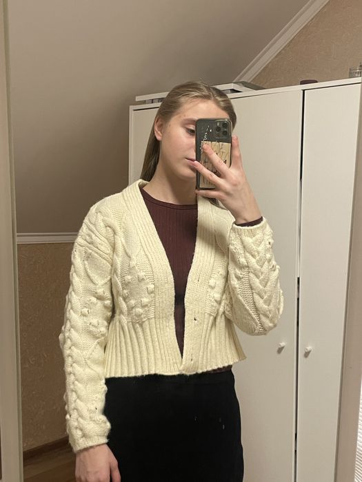 Кардиган светр бежевий, s, на осінь короткий