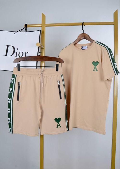 AMI PARIS мужская футболка костюм летний комплект шорты и футболка