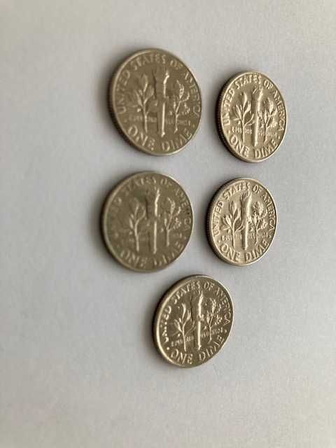 Dime (10 cents) ou 10 cêntimos - 1965 a 1998 P (19 moedas dos EUA)