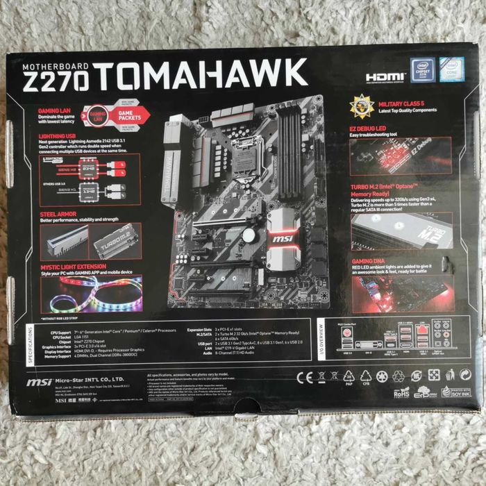 Płyta główna MSI Tomahawk Z270 + Procesor Intel Core i7-6700k 4.00 GHz