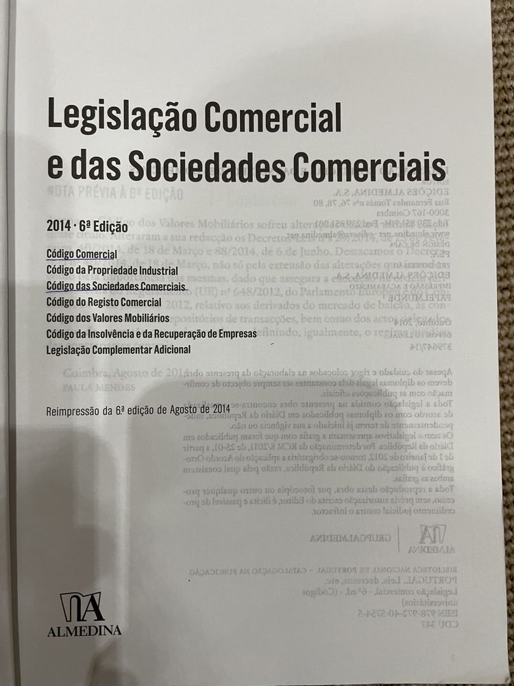 Legislação Comercial e das Sociedades Comerciais