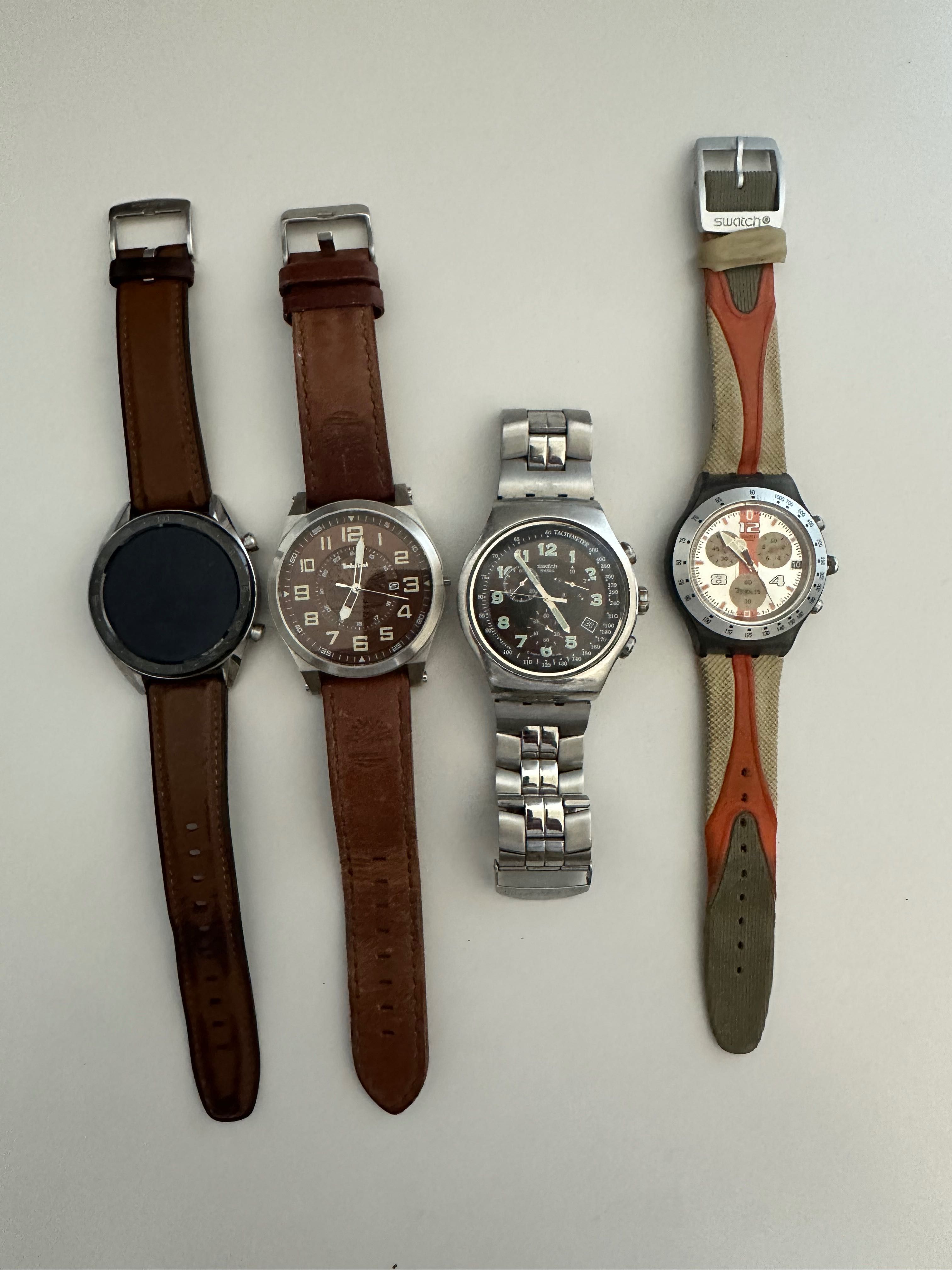 4 relógios ( 2 swatch ,1 timberland e 1 digital Huawei)