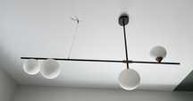 Lampa wisząca sufitowa 4 kule białe + miedź + czerń + 4 żarówki LedLux