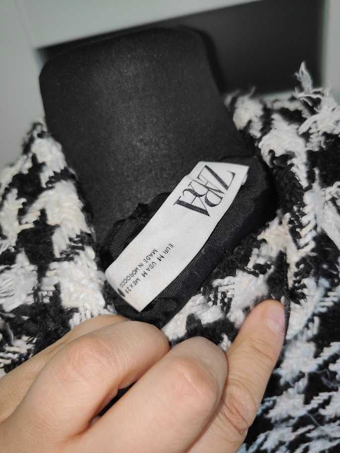 marynarka żakiet w pepitkę włochata rozmiar M Zara