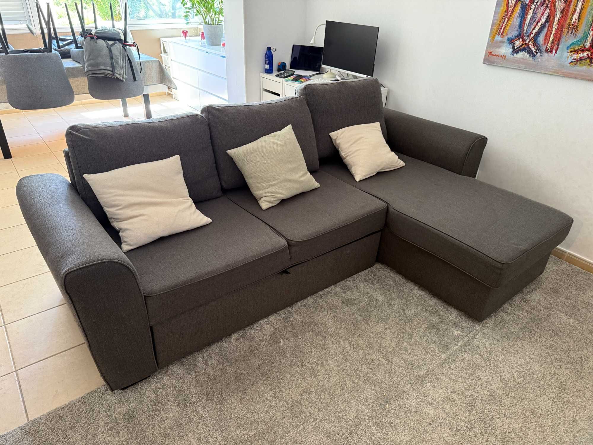Sofá Cama 3 Lugares c/ Chaise Lounge