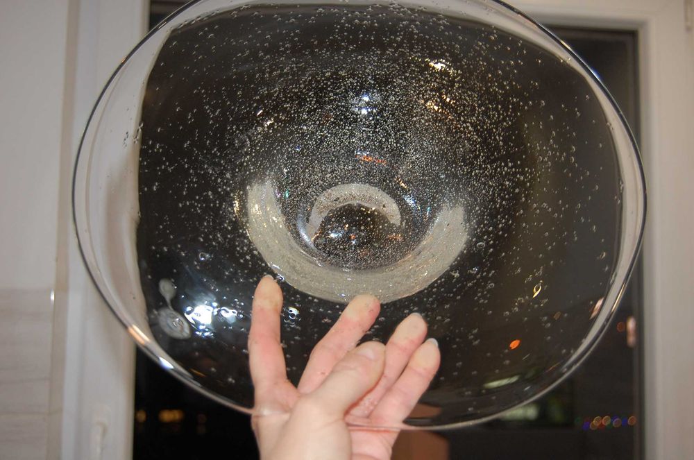 Patera - szkło z bąbelkami powietrza - PRL