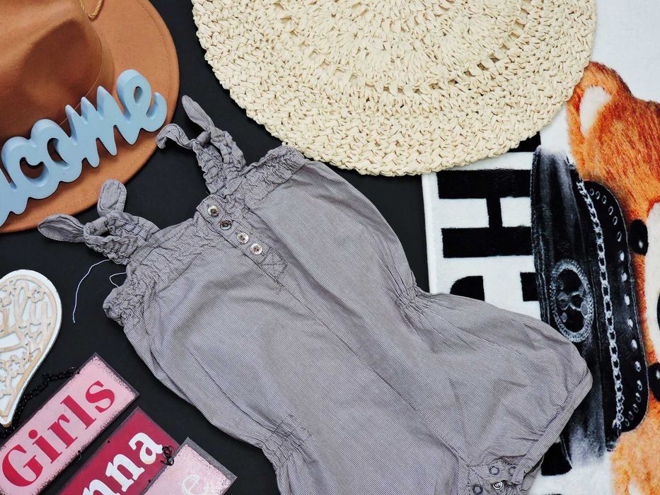 Name It - śliczny rampers paseczki , szelki kokardki r 92