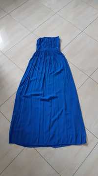 Sukienka letnia niebieska wiskoza bawełna 36 38 Made in Italy