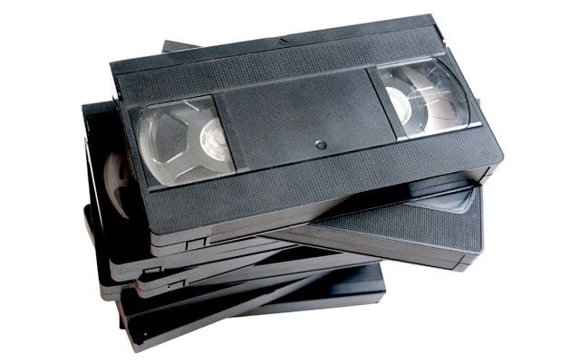 Cassetes VHS usadas para reutilização