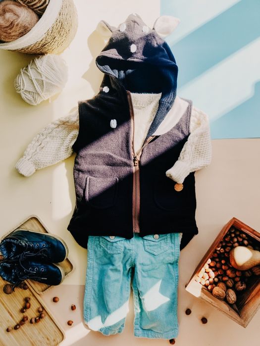 Bezrękawnik sarenka z uszami, 100% wełna, merino, kamizelka