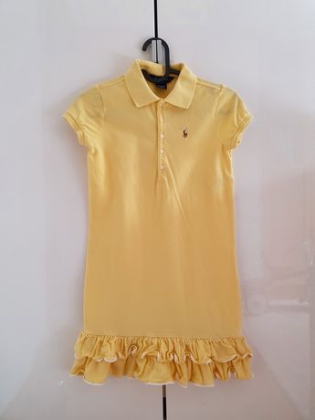 Vestido de verão,  amarelo com folhos. Ralph Lauren