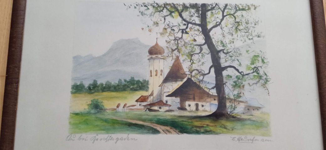 Obrazy akwarela, pejzaż,widok.