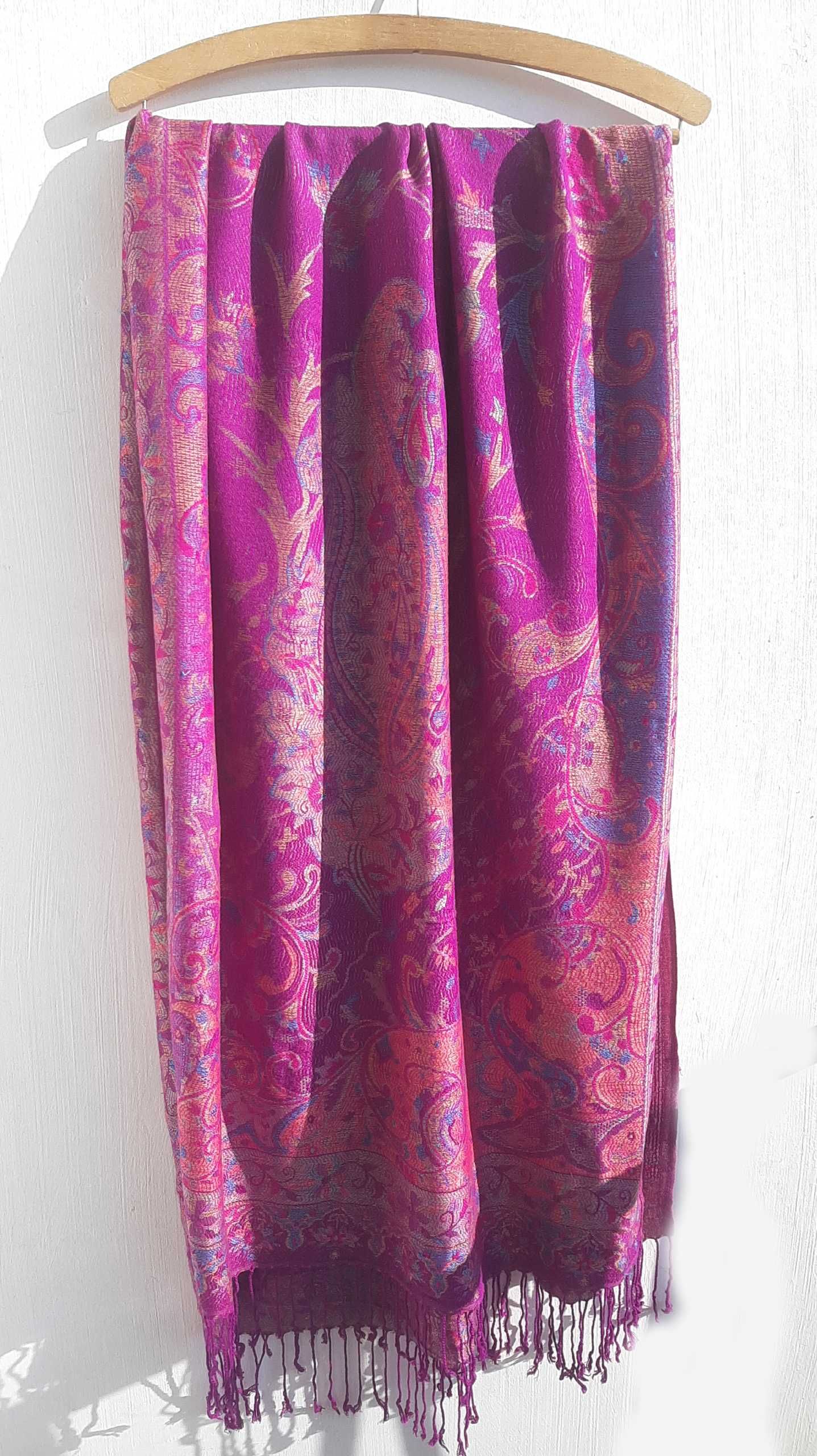 Pashmina orientalny dwustronny szal paszminowy z jedwabiem